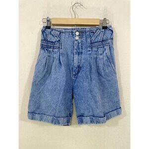 Vtg 90's 80's Nuovo Acid‎ Wash Denim Shorts Women's Size 5 Pleated High Rise 6"